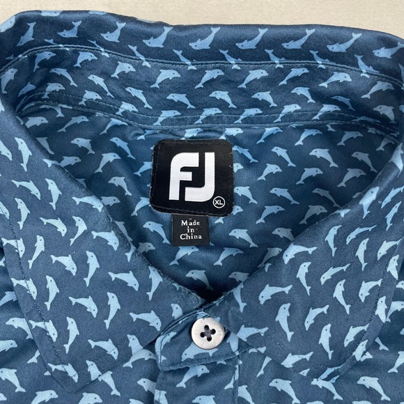 FootJoy Mens XL Dolphin Print Golf Polo Blue Corte Bella Golf Club Short Sleeve - Picture 4 of 8